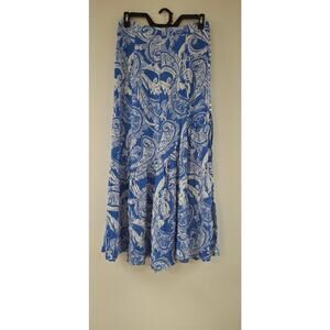 Womens NWT Free People Lisa Crepe Maxi Skirt Blue Paisley Boho Size 10